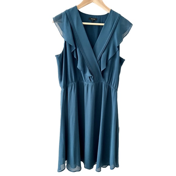 RW&Co. Ruffled Chiffon Dress in Teal - Picture 2 of 11